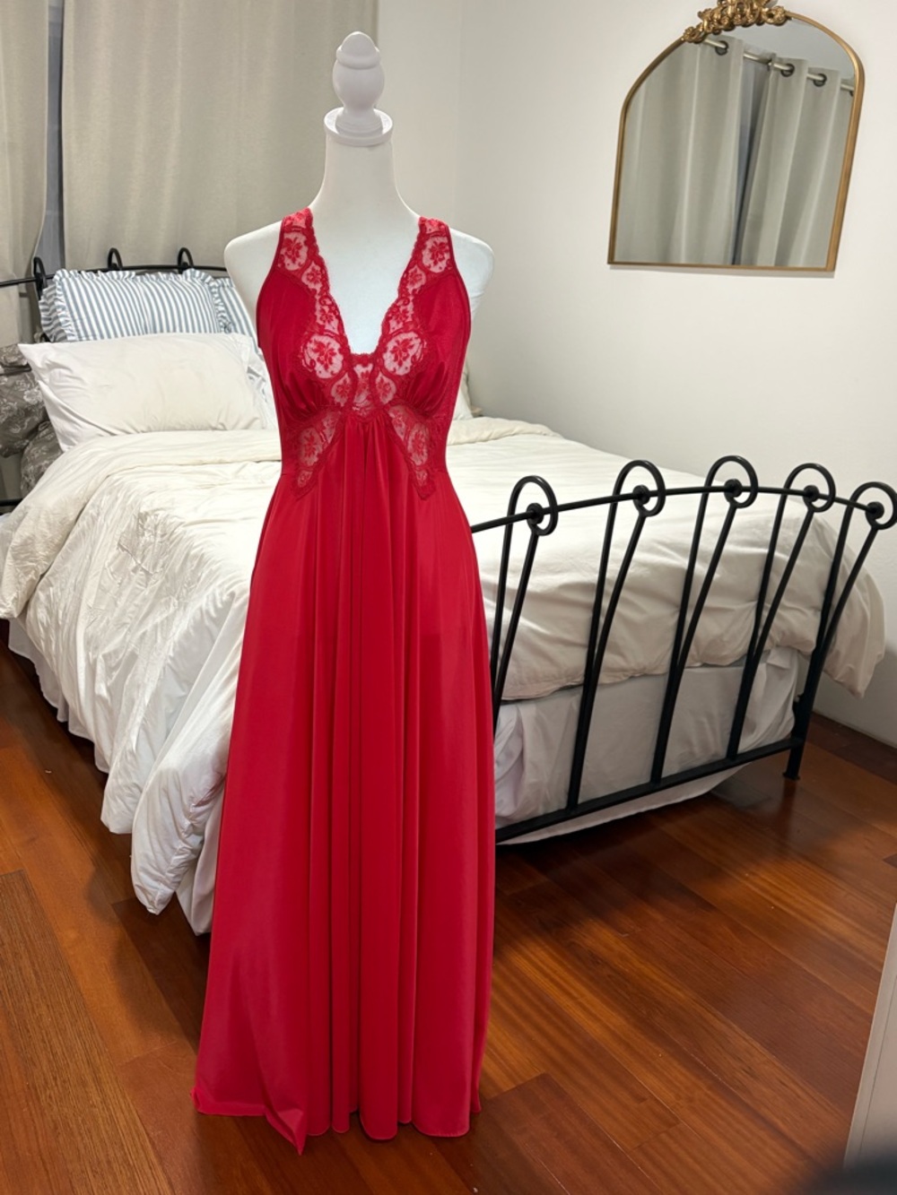 Red Lace Slip Maxi Dress